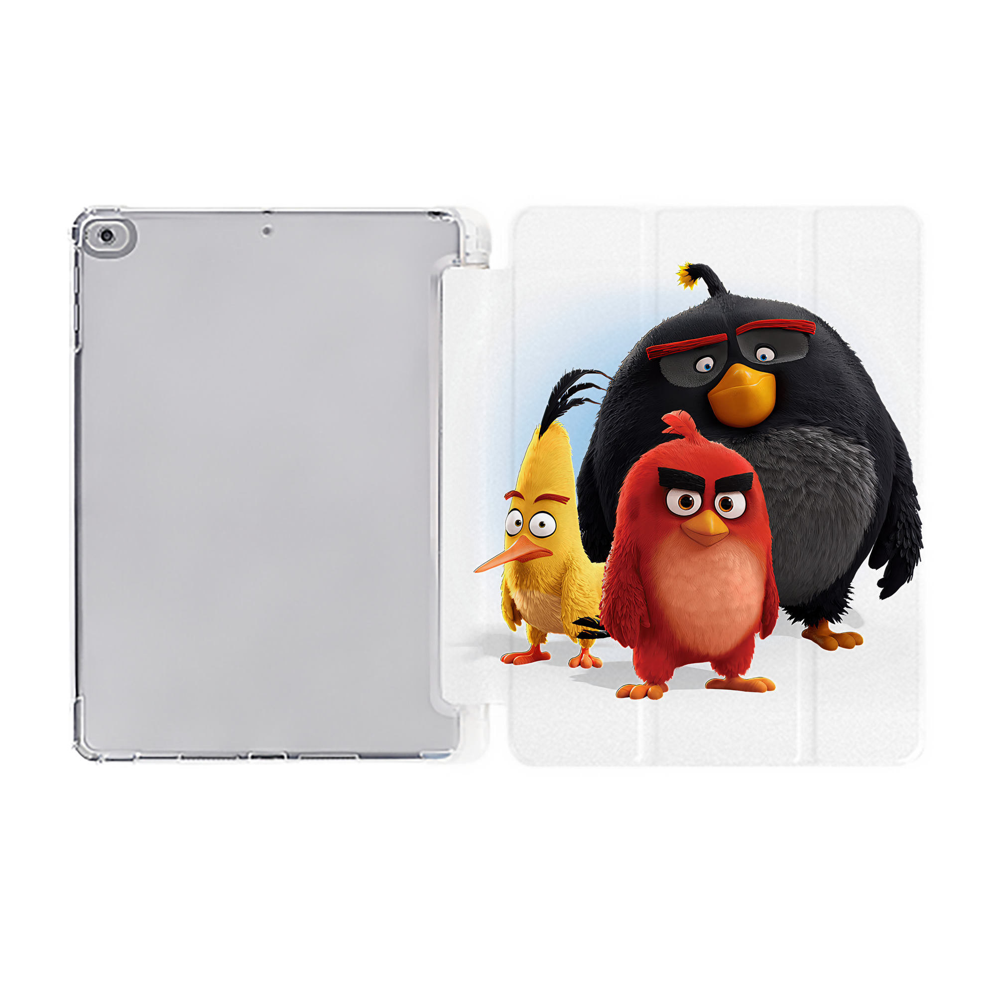 （画像用） Angry Birds アングリーバード IPad ケース ペン収納付き 三つ折りスタンド PUレザー×シリコン 対応機種9.5/10.5/10.9インチ